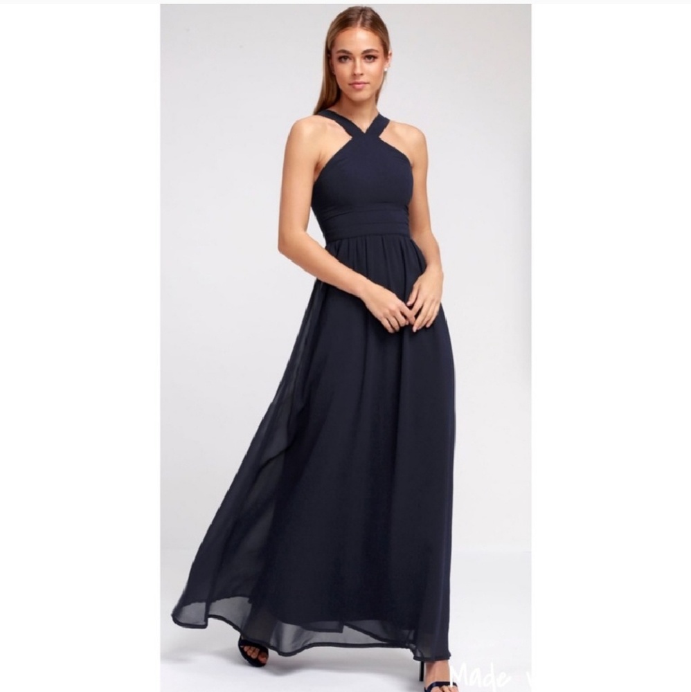 Lulus navy long maxi dress.